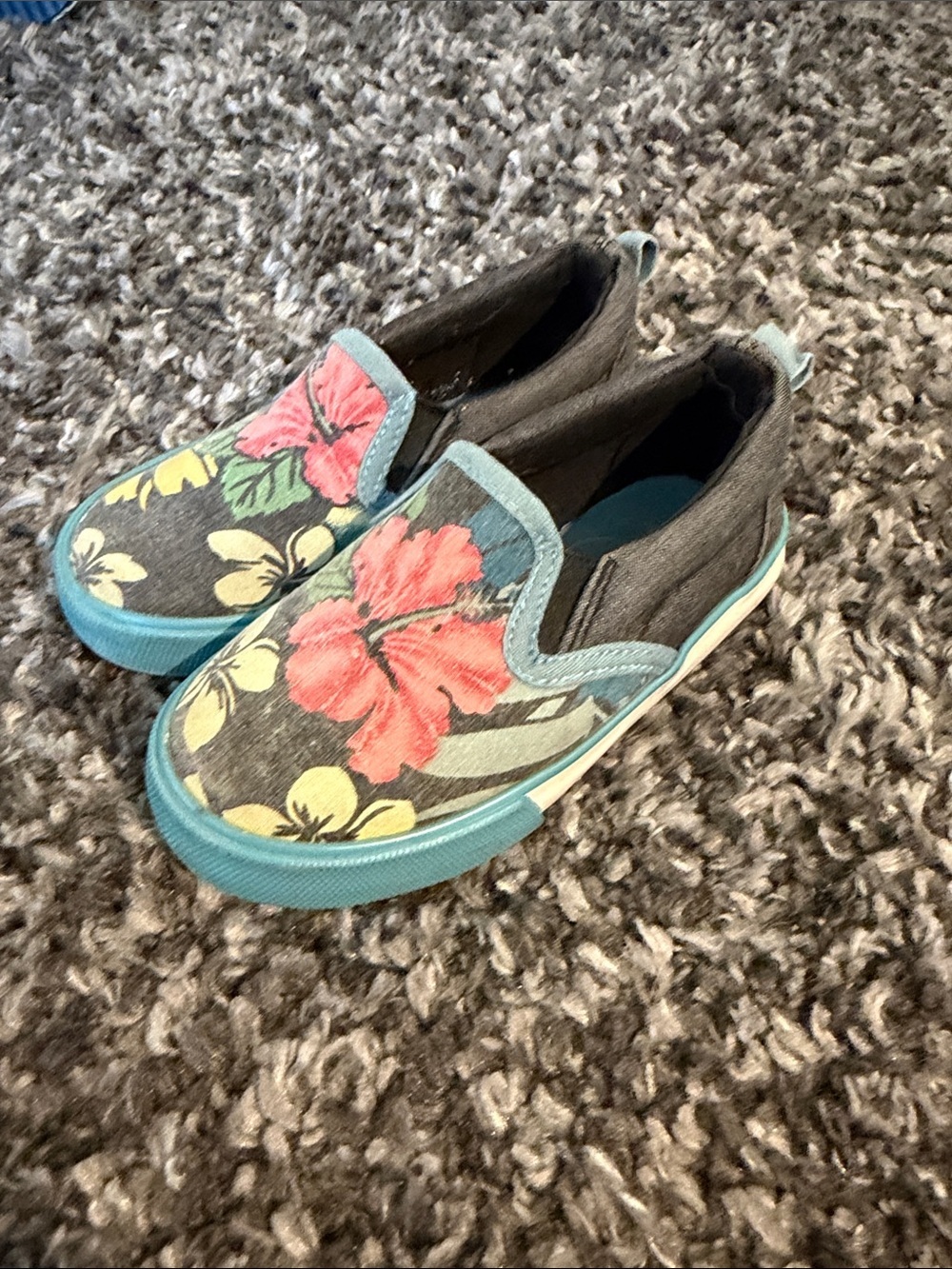 Joe Fresh Kids Floral Slip-On Sneakers - Coral, Yellow & Teal